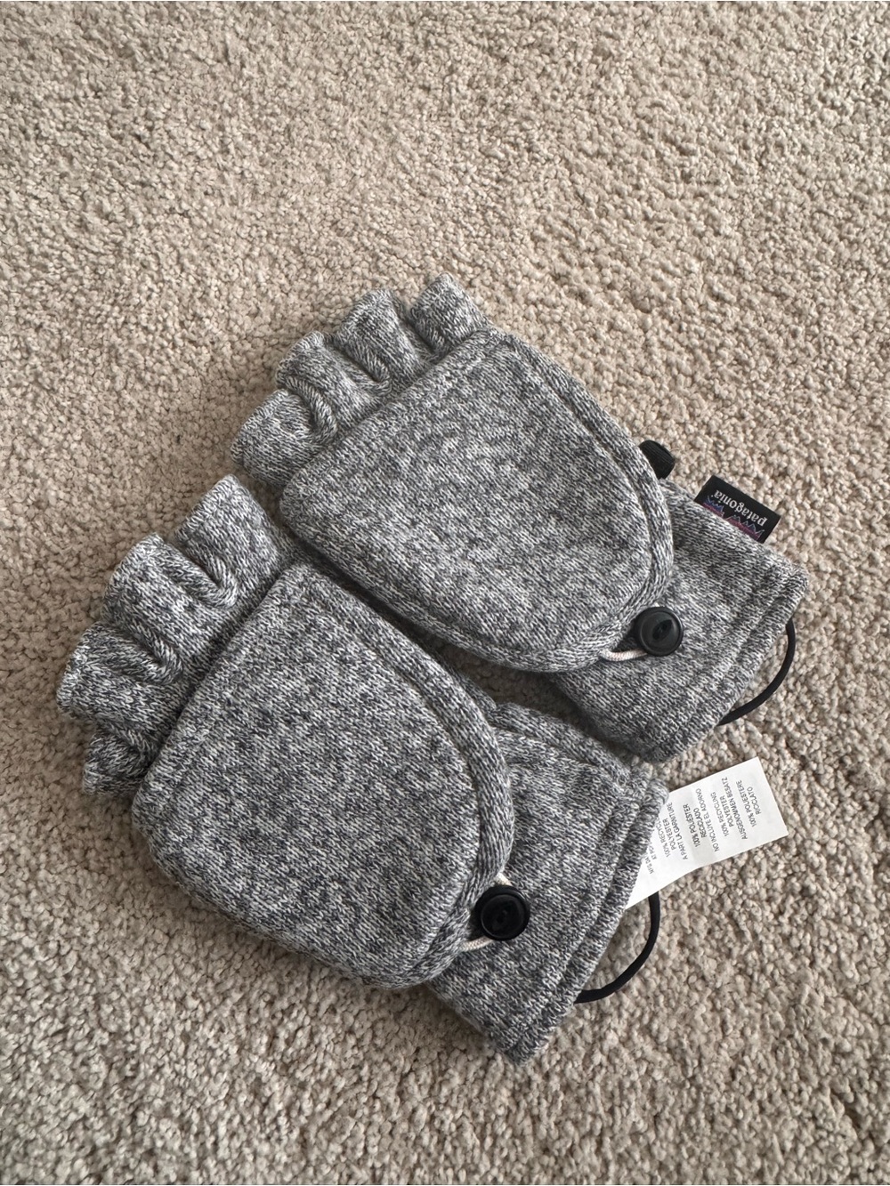 Patagonia Gray Convertible Knit Mittens Size XS